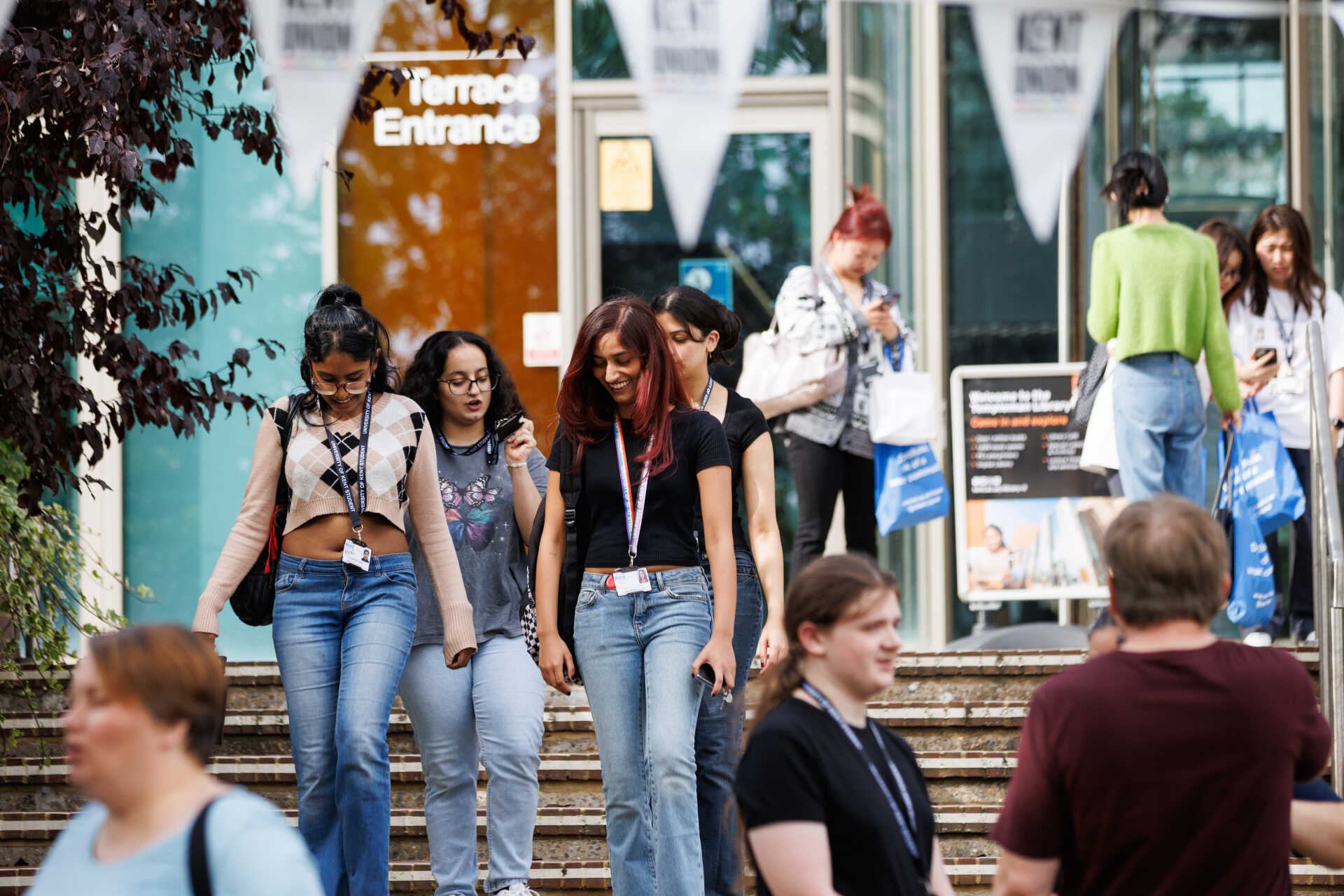 Students outside Canterbury Cathedral.