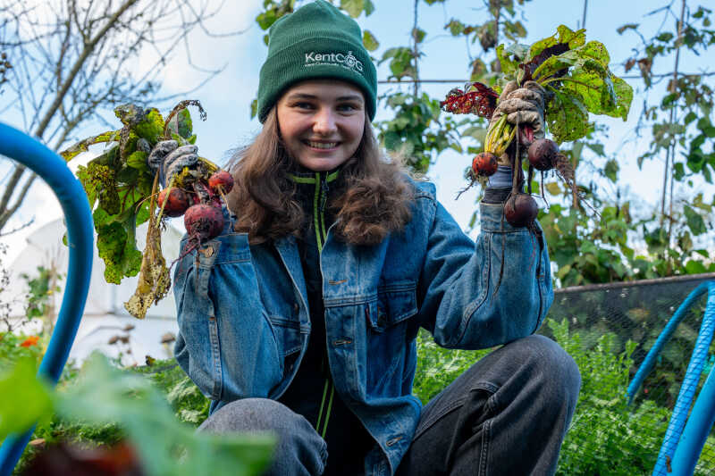A woman ordering food