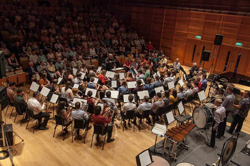Concert Band performing in Colyer-Fergusson music hall
