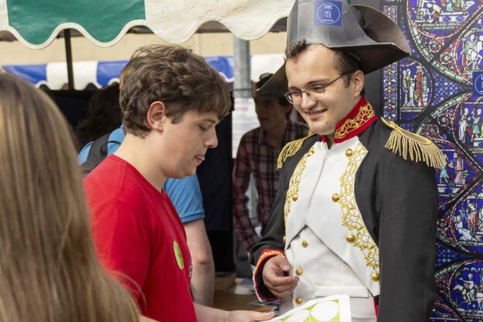 A student dressed as Napoleon.